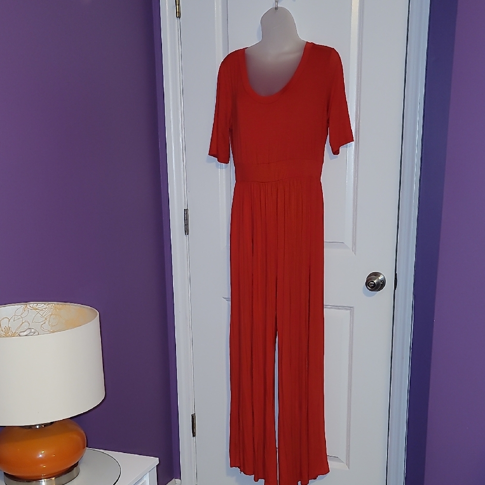 West Kei Vibrant Orange Wide Leg  Jumpsuit Sz: L - Picture 4 of 6